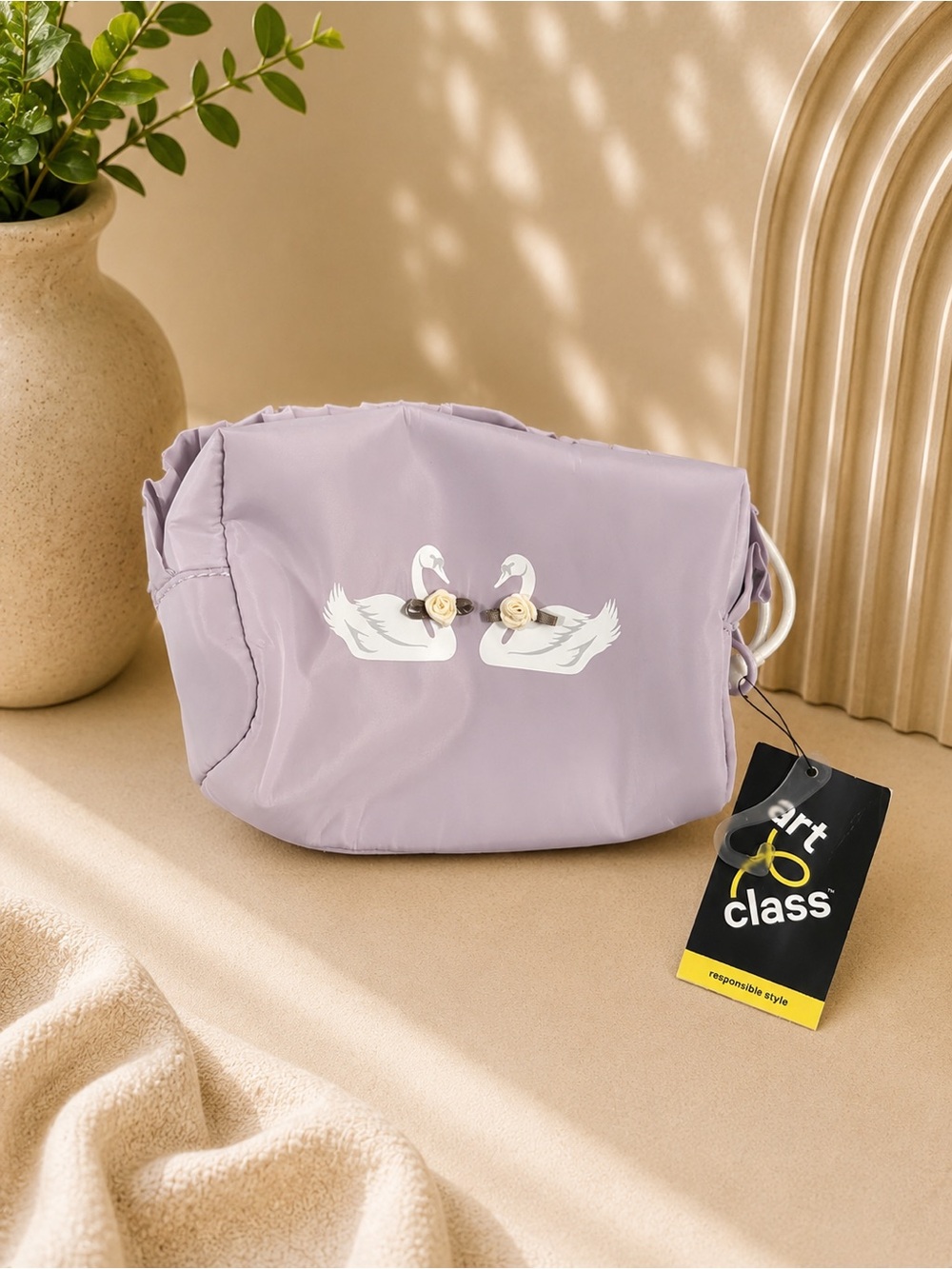 Art Class Lavender Swan Makeup bag